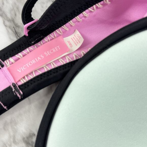 Victoria Secret The Fabulous Underwire Lined Bikini Top Size 34D Neoprene - Picture 3 of 4